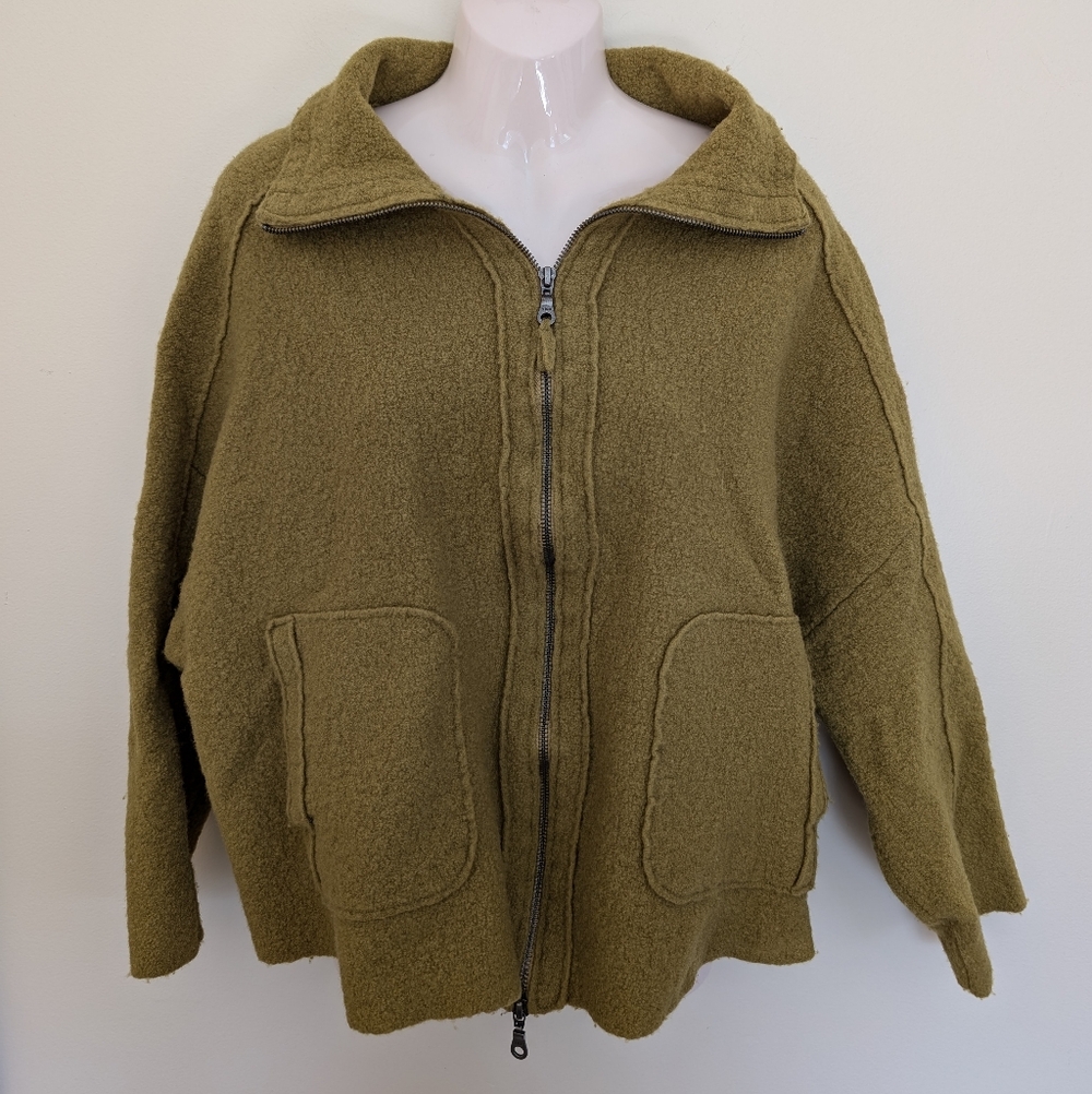 Toni T Wool Zipper Cardigan 2x Green